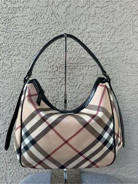 BURBERRY Classic Plaid Hobo Shoulder Bag